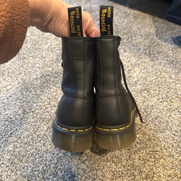 Dr Martens Black Smooth Leather Combat Boots Laced 1460 Docs Womens Size 5 - Picture 4 of 7